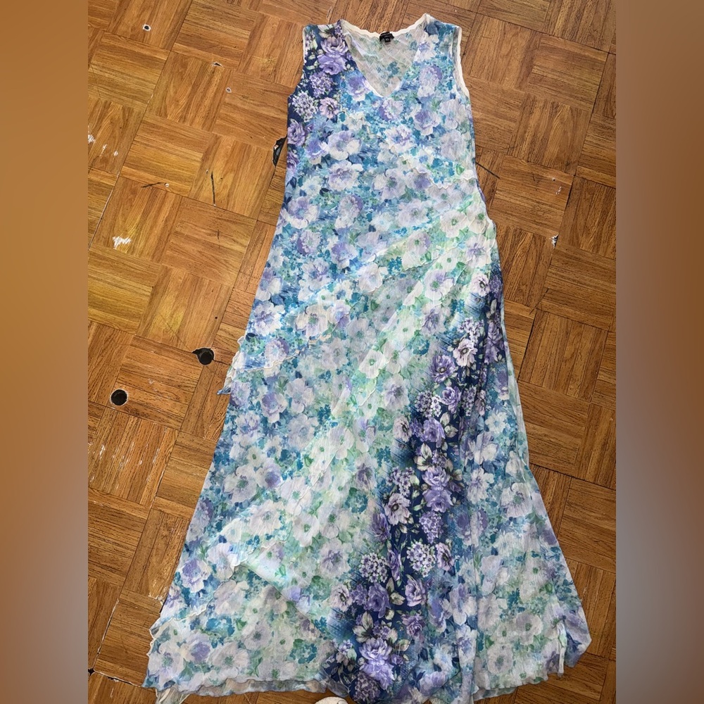 Komarov Floral Maxi Dress in Blue and Purple